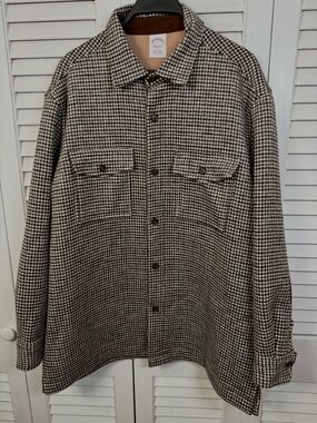 Brooks Brothers Houndstooth Check Shirt Jacket Large Wool Blend